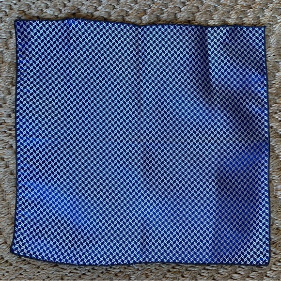 Blue and White Chevron Pocket Square - Picture 1 of 3